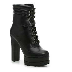 Jessica Simpson “Illroy” Black Platform Lace-Up High Heel Ankle Boots